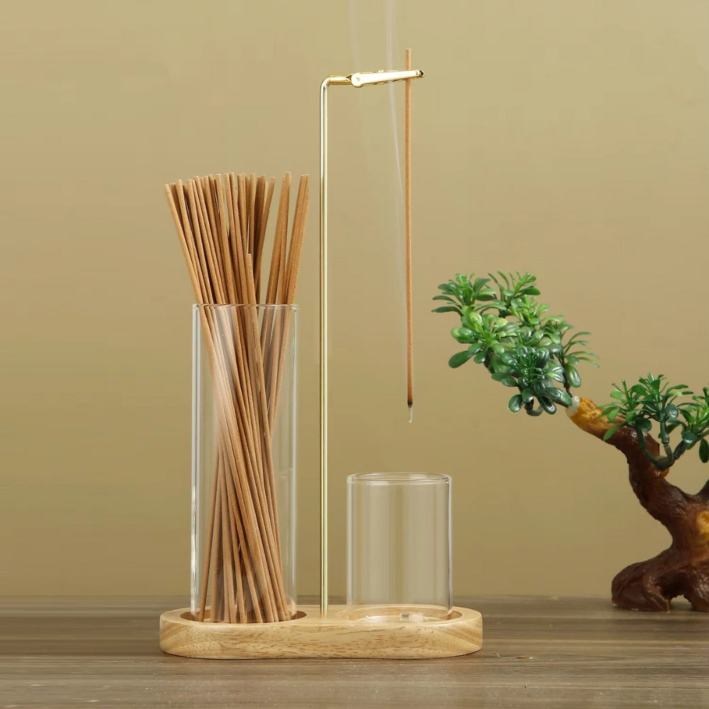 Incense Holder Sticks 2 in 1 Anti Ash Burner Glass Catcher Organizer