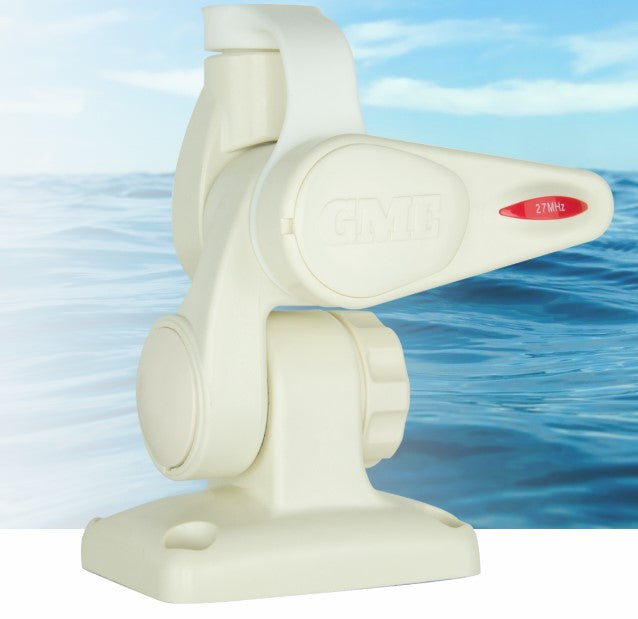 GME ABL012 Double Swivel Rectangular Antenna Base - Suit AW36xx Whips - White 5M Cable