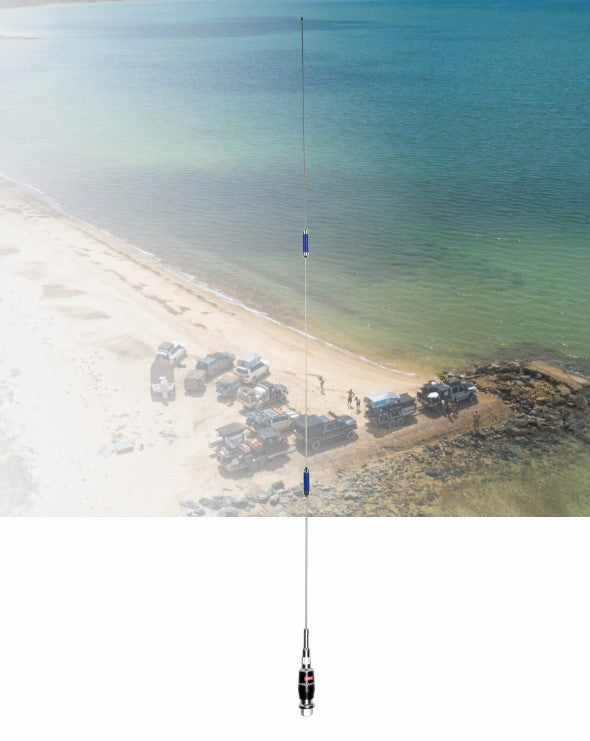 GME AE409L 830mm/1230mm Fold Down Stainless Steel Antenna (6 & 9dBi Gain)