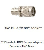 TNC268 TNC male to BNC female adaptor. F