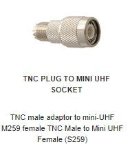 TNC274 TNC male adaptor to mini-UHF M259 female TNC Male to Mini UHF Female (S259)