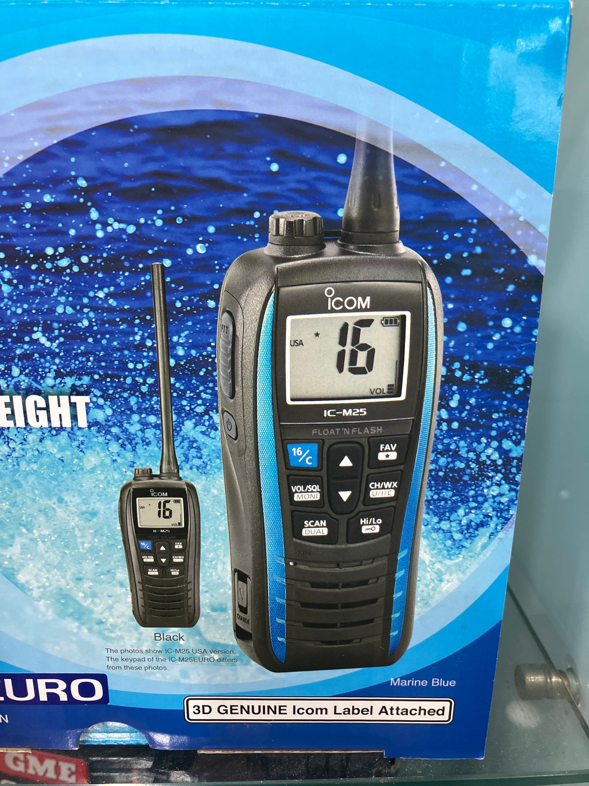 IC-M25EURO 5 Watt# Float’n Flash VHF Marine Handheld Transceiver