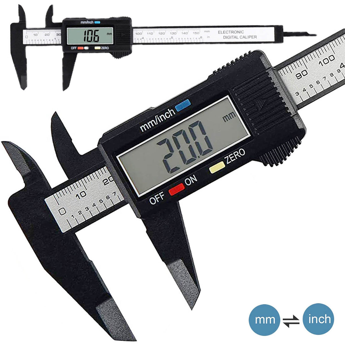 150mm/100mm Carbon Fiber Digital Caliper