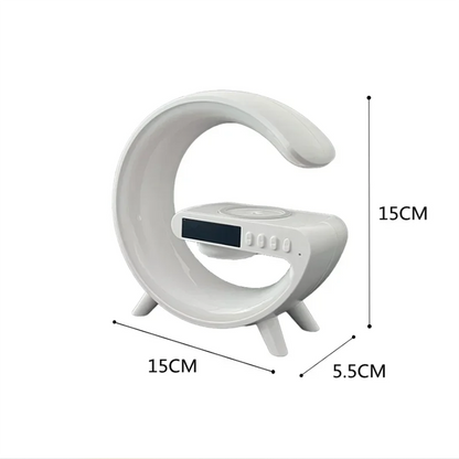 15W Wireless Charger Alarm Clock with RGB Night Light & Bluetooth Speaker
