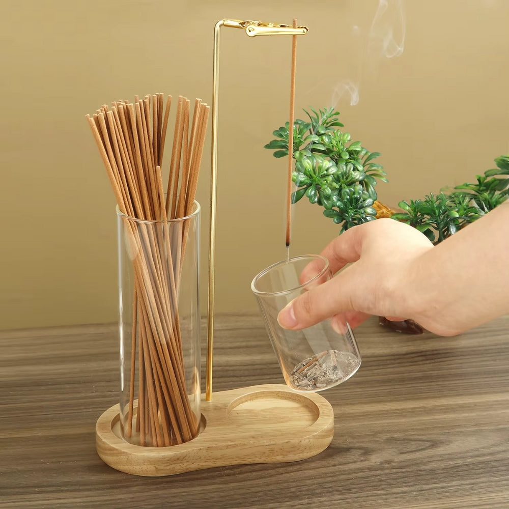 Incense Holder Sticks 2 in 1 Anti Ash Burner Glass Catcher Organizer