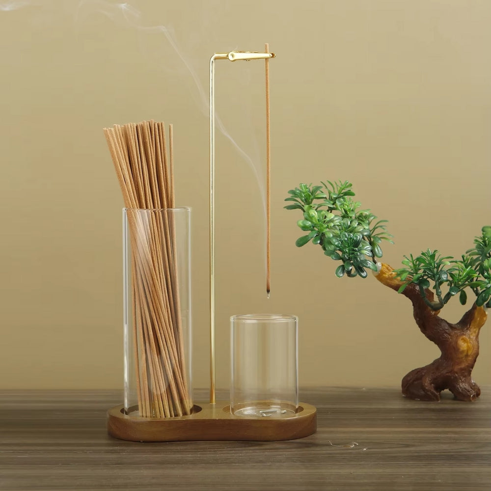 Incense Holder Sticks 2 in 1 Anti Ash Burner Glass Catcher Organizer