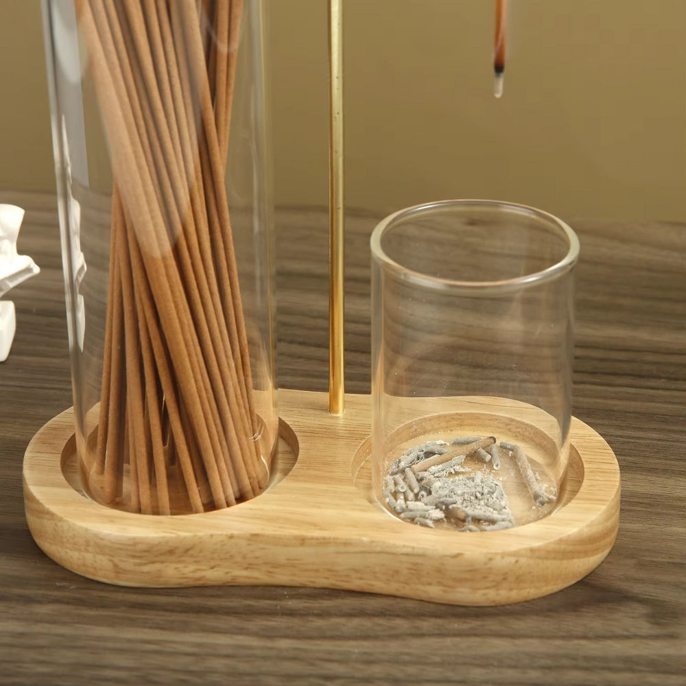Incense Holder Sticks 2 in 1 Anti Ash Burner Glass Catcher Organizer