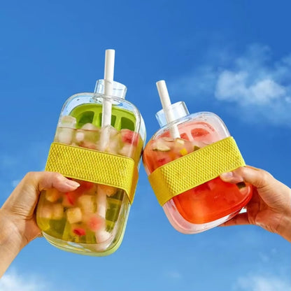 Ice Cube Tray Straw 2 in 1 Ice Make Pressing Mould Drink Bottle