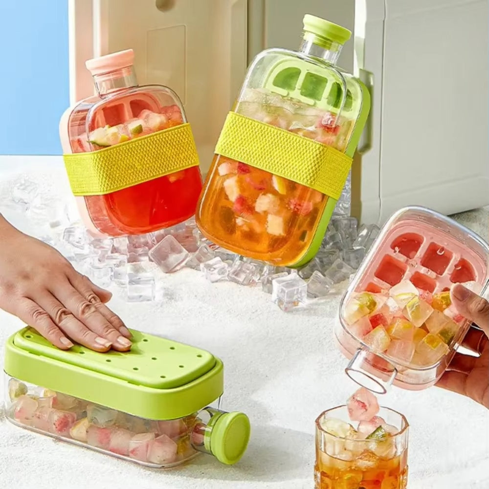 Ice Cube Tray Straw 2 in 1 Ice Make Pressing Mould Drink Bottle