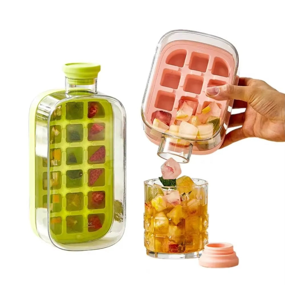 Ice Cube Tray Straw 2 in 1 Ice Make Pressing Mould Drink Bottle