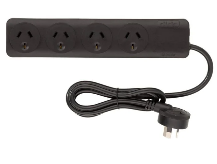 240V 4 Way Powerboard (Black)