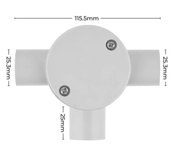 25mm 3-Way T-Shaped Conduit Junction Box