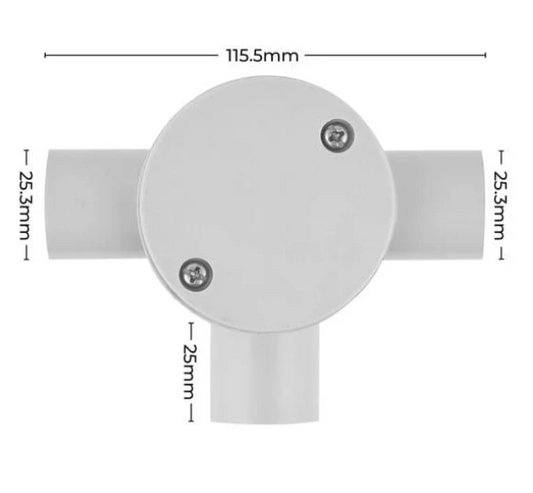 25mm 3-Way T-Shaped Conduit Junction Box