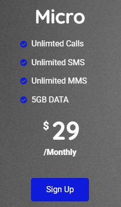 $29 5GB Unlimited Calls and SMS