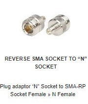 AD1005 Plug adaptor “N” Socket to SMA-RP