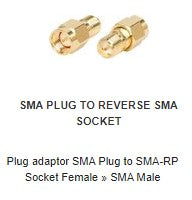 AD1008 Plug adaptor SMA Plug to SMA-RP Socket Female » SMA Male