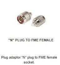 AD1077 Plug adaptor "N" plug to FME female socket.