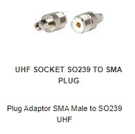 AD312 Plug Adaptor SMA Male to SO239 UHF