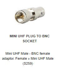 MUF339 Mini UHF Male - BNC female adapto