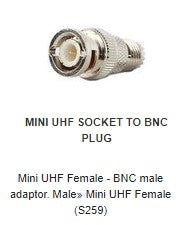 MUF439 Mini UHF Female - BNC male adapto