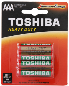 4pc Toshiba 1.5v Heavy Duty Alkaline High Performance Long Lasting AAA Batteries