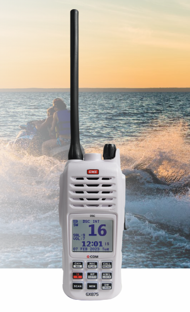 GX875 5/1 Watt DSC VHF Handheld Marine Radio - Float & Flash