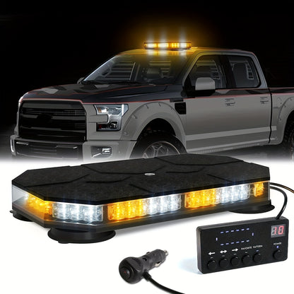 42 LED Roof Top Beacon Light Bar with Control Panel Magnetic Mount 38 Flashing Patterns 20003000 Lumens White  Amber Hazard Emergency Lights for Trucks Tractors Snow Plows  Construction Vehicles 12V24V Cigarette Lighter Plug
