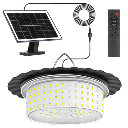 1pc Solar Shed Light Portable Solar Pendant Light Indoor Outdoor 244 LED 360 Glow Solar Lights with Remote Control for Shed Camping Gazebo Patio Tent